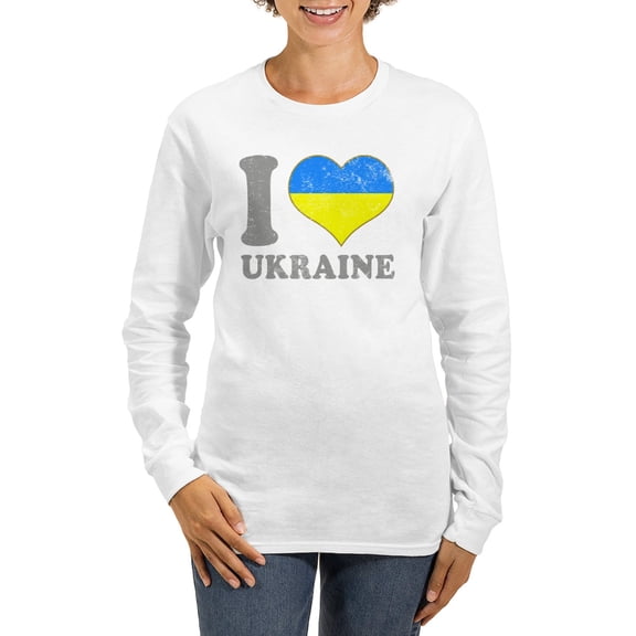 CafePress - I Love Ukraine Native Ukrainia Long Sleeve T Shirt - Women's Long Sleeve Graphic Casual T-Shirt