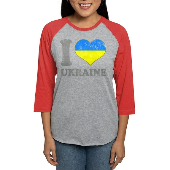 CafePress - I Love Ukraine Native Ukrainia Long Sleeve T Shirt - Womens Baseball Tee