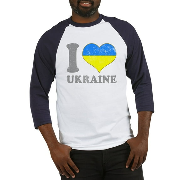CafePress - I Love Ukraine Native Ukrainian Fl Baseball Jersey - Cotton Baseball Jersey, 3/4 Raglan Sleeve Shirt