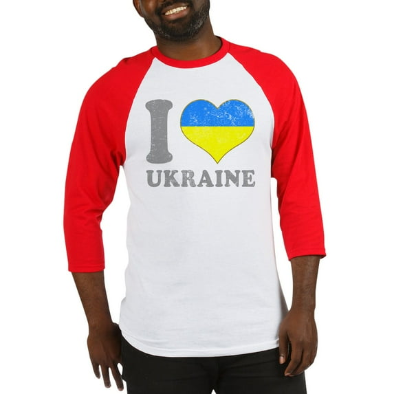 CafePress - I Love Ukraine Native Ukrainian Fl Baseball Jersey - Cotton Baseball Jersey, 3/4 Raglan Sleeve Shirt