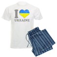 thumbnail image 1 of CafePress - I Love Ukraine Native Ukrainian Flag Pajamas - Men's Light Loose Fit Cotton Pajama Set, 1 of 7