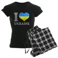 thumbnail image 1 of CafePress - I Love Ukraine Native Ukrainian Flag Pajamas - Women's Short Sleeve Print T-Shirt and Pants Dark Cotton Pajama Set, 1 of 7