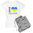 thumbnail image 1 of CafePress - I Love Ukraine Native Ukrainian Flag Pajamas - Women's Short Sleeve Print T-Shirt and Pants Light Cotton Pajama Set, 1 of 7