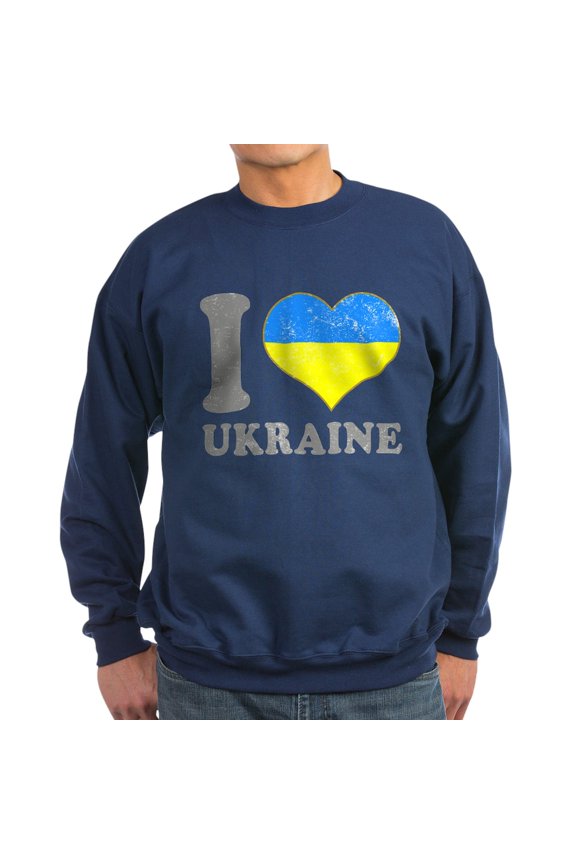 - I Love Ukraine Native Ukrainian Flag Sweatshirt - Classic Crew Neck Sweatshirt