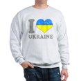 thumbnail image 1 of CafePress - I Love Ukraine Native Ukrainian Flag Sweatshirt - Crew Neck Sweatshirt, 1 of 4