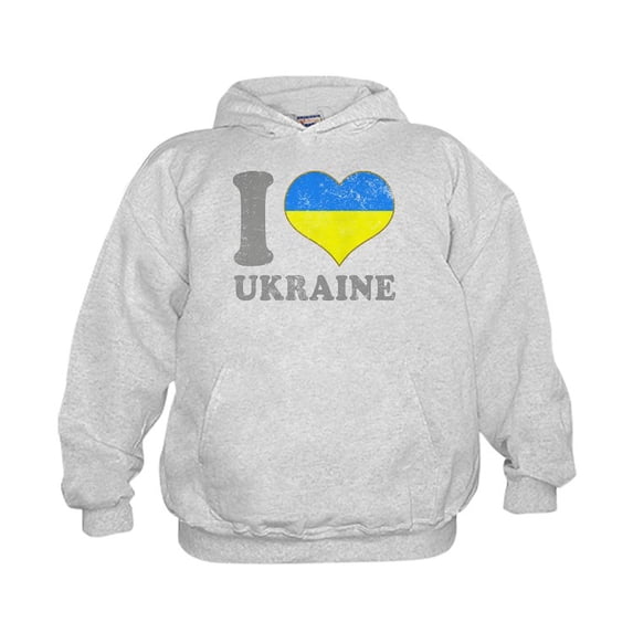 CafePress - I Love Ukraine Native Ukrainian Flag Sweatshirt - Kids Hooded Sweatshirt, Classic Hoodie