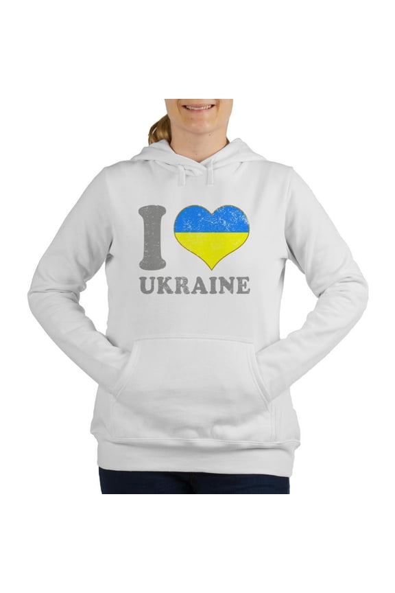 - I Love Ukraine Native Ukrainian Flag Sweatshirt - Women's Hooded Sweatshirt