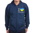 thumbnail image 1 of CafePress - I Love Ukraine Native Ukrainian Flag Sweatshirt - Zip Hoodie, Classic Hooded Sweatshirt with Metal Zipper, 1 of 4