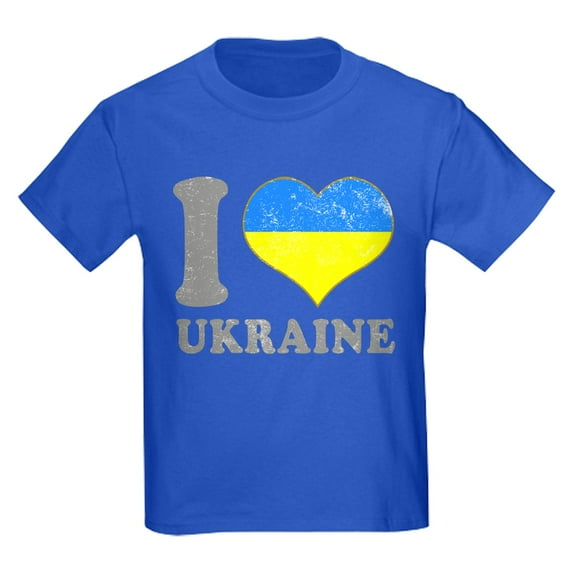 CafePress - I Love Ukraine Native Ukrainian Flag T Shirt - Dark T-Shirt Kids XS-XL