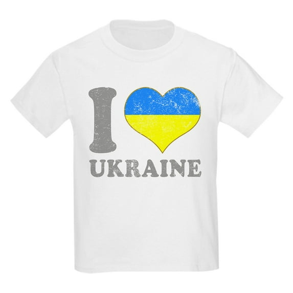 CafePress - I Love Ukraine Native Ukrainian Flag T Shirt - Light T-Shirt Kids XS-XL