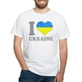 thumbnail image 1 of CafePress - I Love Ukraine Native Ukrainian Flag T Shirt - Men's White Classic Cotton T-Shirts, 1 of 4