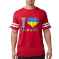 thumbnail image 1 of CafePress - I Love Ukraine Native Ukrainian Flag T Shirt - Mens Football Shirt, 1 of 4