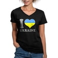 thumbnail image 1 of CafePress - I Love Ukraine Native Ukrainian Flag T Shirt - Women's V-Neck Dark T-Shirt, 1 of 4