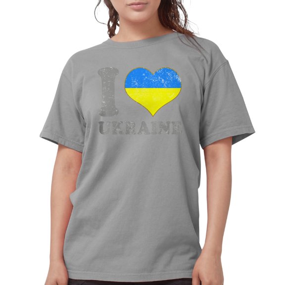 CafePress - I Love Ukraine Native Ukrainian Flag T Shirt - Womens Comfort Colors® Shirt