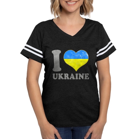 CafePress - I Love Ukraine Native Ukrainian Flag T Shirt - Womens Football Shirt