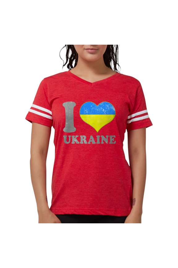 - I Love Ukraine Native Ukrainian Flag T Shirt - Womens Football Shirt
