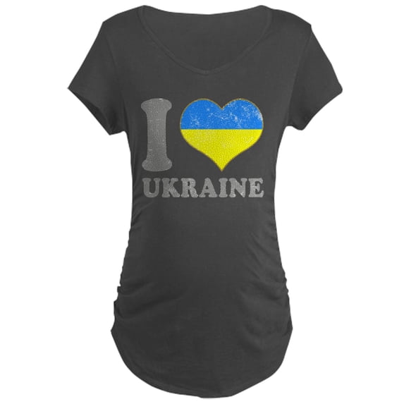 CafePress - I Love Ukraine Native Ukrainian Maternity T Shirt - Maternity Dark T-Shirt