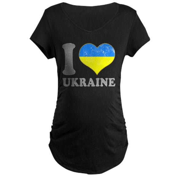 CafePress - I Love Ukraine Native Ukrainian Maternity T Shirt - Maternity Dark T-Shirt