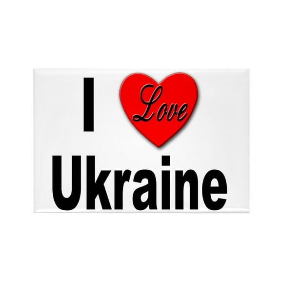 CafePress - I Love Ukraine - Rectangle Magnet, 2"x3" Refrigerator Magnet