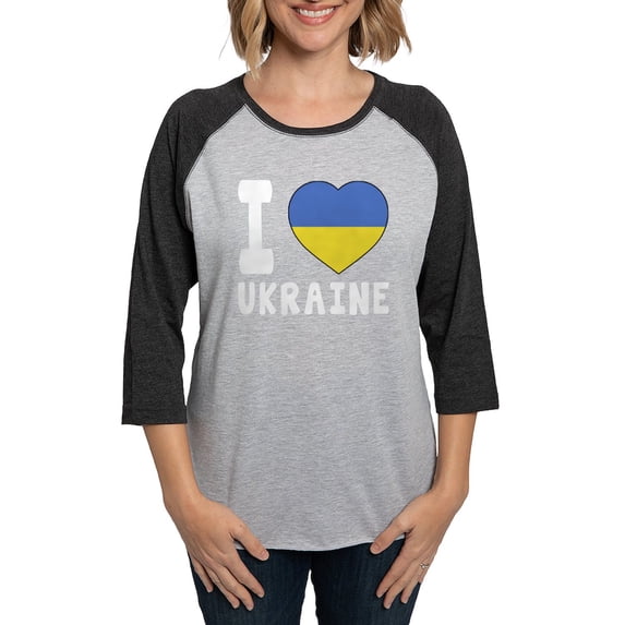 CafePress - I Love Ukraine Women's Baseball T Shirt - Womens Baseball Tee
