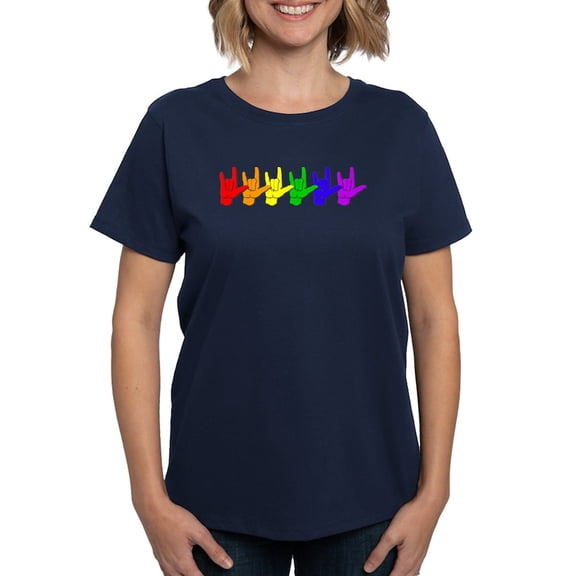 CafePress - I Love You Colorful Women's Dark T Shirt - Women's Traditional Fit Dark T-Shirt