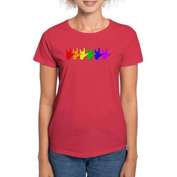 CafePress - I Love You Colorful Women's Dark T Shirt - Women's Traditional Fit Dark T-Shirt