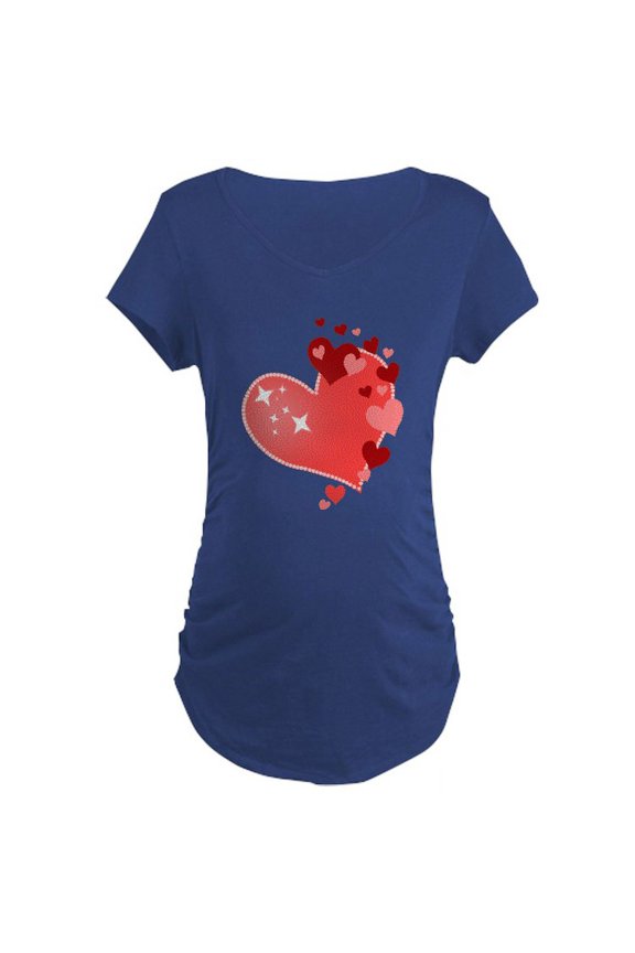 - I Love You Hearts Maternity Dark T Shirt - Maternity Dark T-Shirt