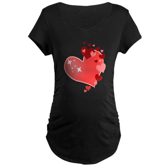 CafePress - I Love You Hearts Maternity Dark T Shirt - Maternity Dark T-Shirt