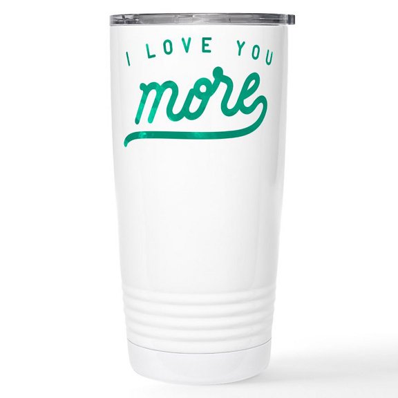 CafePress - I Love You More Green Stainless Steel Travel Mug - Insulated Stainless Steel Travel Tumbler 20 oz.