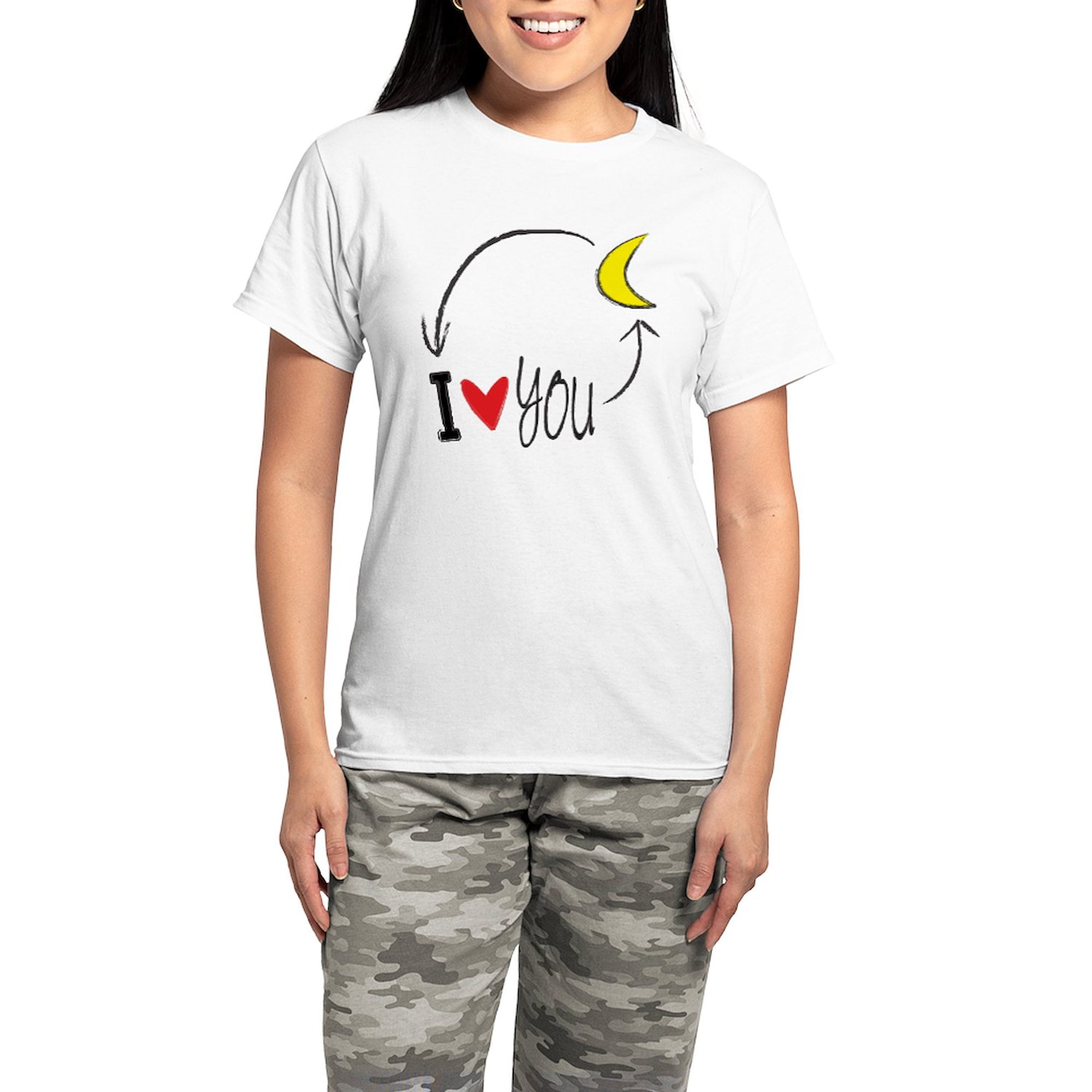 CafePress I Love You To The Moon And Back Pajamas Women s Short Sleeve Print T Shirt and Pants Light Cotton Pajama Set