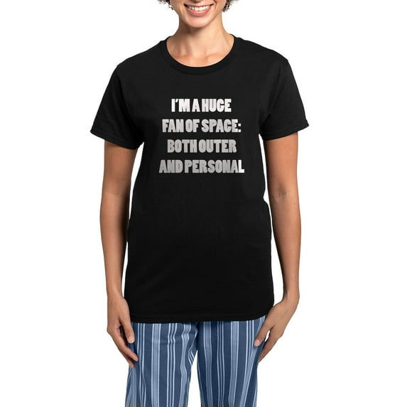 CafePress - I’M A Huge Fan Of Space Pajamas - Women's Short Sleeve Print T-Shirt and Pants Dark Cotton Pajama Set