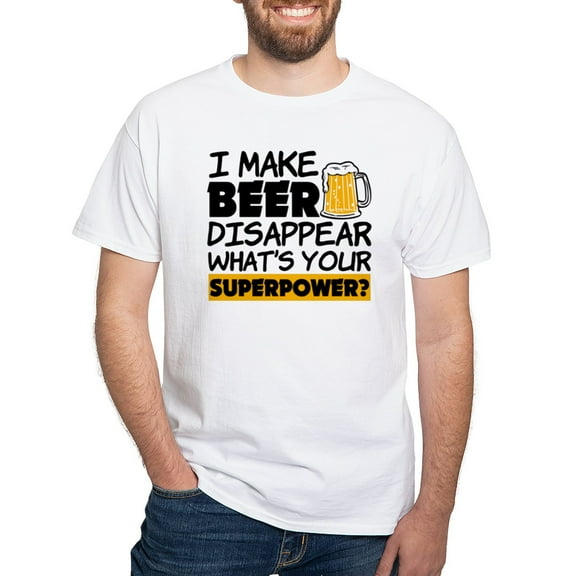 CafePress - I Make Beer Disappear Funny Saying T Shirt - Men's White Classic Cotton T-Shirts