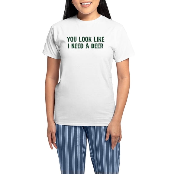 CafePress - I Need A Beer Women's Light Pajamas - Women's Short Sleeve Print T-Shirt and Pants Light Cotton Pajama Set