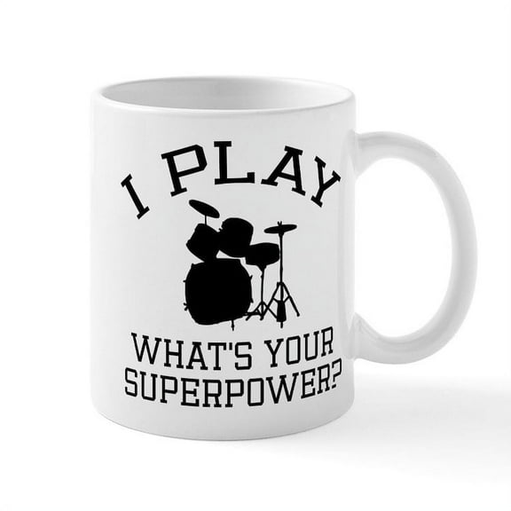 CafePress - I Play Drums - 11 oz Ceramic Mug - Novelty Coffee Tea Cup