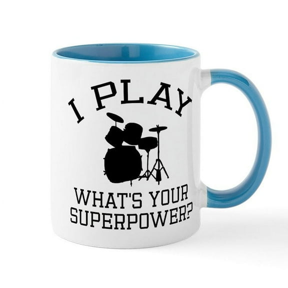 CafePress - I Play Drums - 11 oz Ceramic Mug - Novelty Coffee Tea Cup