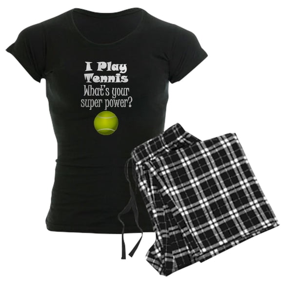 CafePress - I Play Tennis What’S Your Super Power? Pajamas - Women's Short Sleeve Print T-Shirt and Pants Dark Cotton Pajama Set