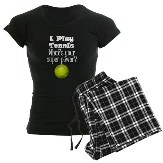 CafePress - I Play Tennis What’S Your Super Power? Pajamas - Women's Short Sleeve Print T-Shirt and Pants Dark Cotton Pajama Set