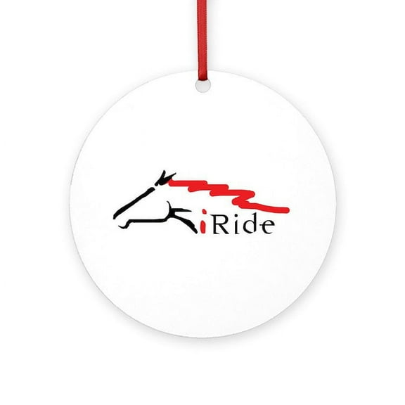 CafePress - I Ride - Round Wood Ornament 4"