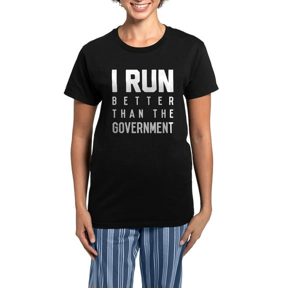 CafePress - I Run Better Than The Govern Women's Dark Pajamas - Women's Short Sleeve Print T-Shirt and Pants Dark Cotton Pajama Set