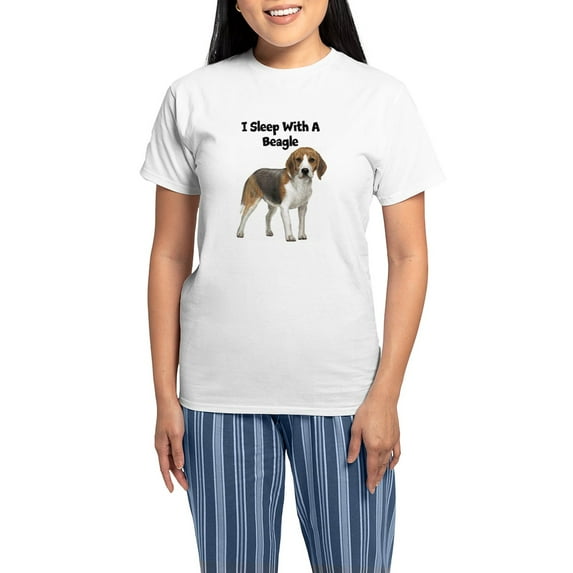 CafePress - I Sleep With A Beagle Women's Light Pajamas - Women's Short Sleeve Print T-Shirt and Pants Light Cotton Pajama Set