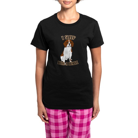 CafePress - I Sleep With Beagles Women's Dark Pajamas - Women's Short Sleeve Print T-Shirt and Pants Dark Cotton Pajama Set