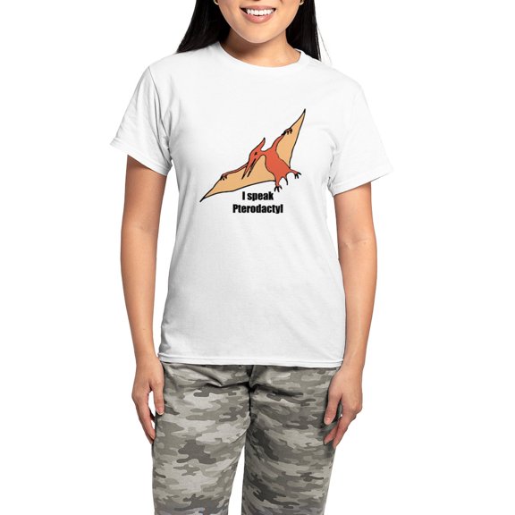 CafePress - I Speak Pterodactyl Women's Light Pajamas - Women's Short Sleeve Print T-Shirt and Pants Light Cotton Pajama Set