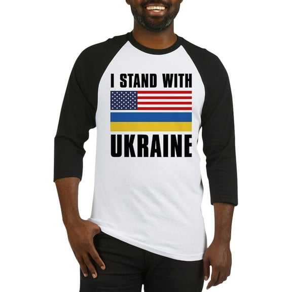 CafePress - I Stand With Ukraine Baseball Jersey - Cotton Baseball Jersey, 3/4 Raglan Sleeve Shirt