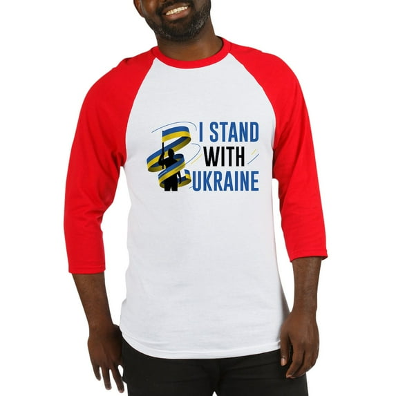 CafePress - I Stand With Ukraine Baseball Jersey - Cotton Baseball Jersey, 3/4 Raglan Sleeve Shirt
