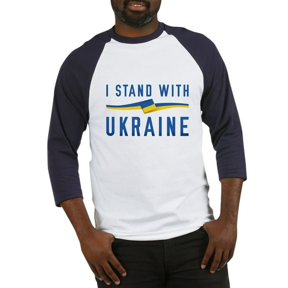 CafePress - I Stand With Ukraine Baseball Jersey - Cotton Baseball Jersey, 3/4 Raglan Sleeve Shirt