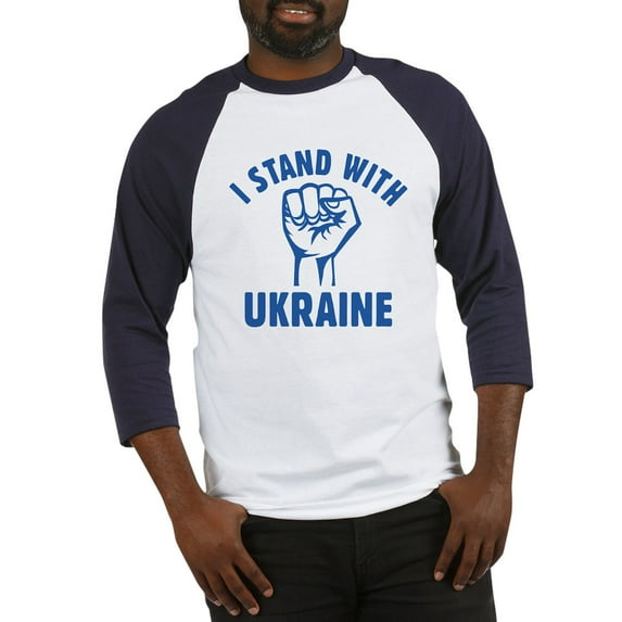 CafePress - I Stand With Ukraine Baseball Jersey - Cotton Baseball Jersey, 3/4 Raglan Sleeve Shirt