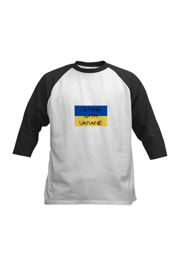 - I Stand With Ukraine Baseball Jersey - Kids Cotton Baseball Jersey, 3/4 Sleeve Shirt