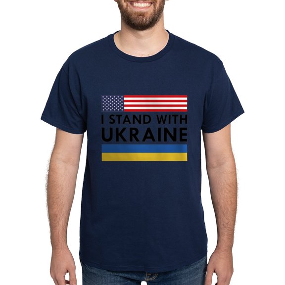 CafePress - I Stand With Ukraine Dark T Shirt - Men's Classic Graphic Cotton T-Shirt