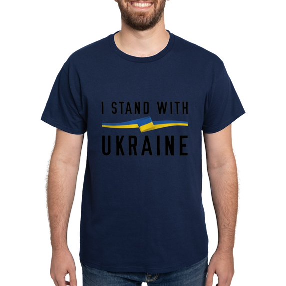 CafePress - I Stand With Ukraine Dark T Shirt - Men's Classic Graphic Cotton T-Shirt