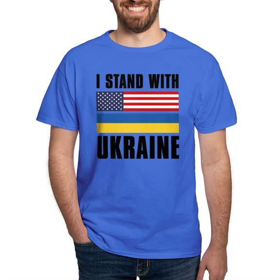 CafePress - I Stand With Ukraine Dark T Shirt - Men's Classic Graphic Cotton T-Shirt